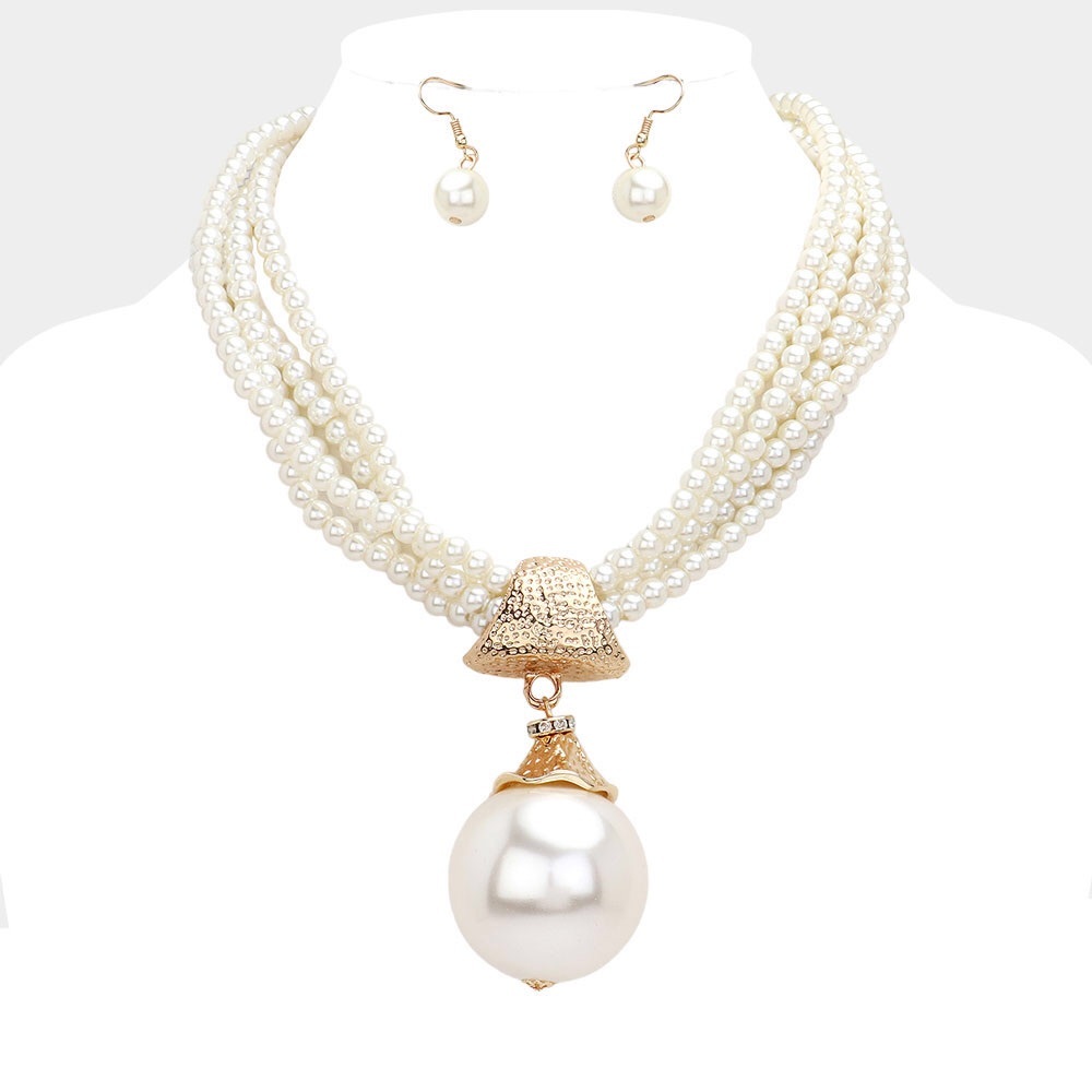 PEARL STATEMENT NECKLACE & EARRING SET
